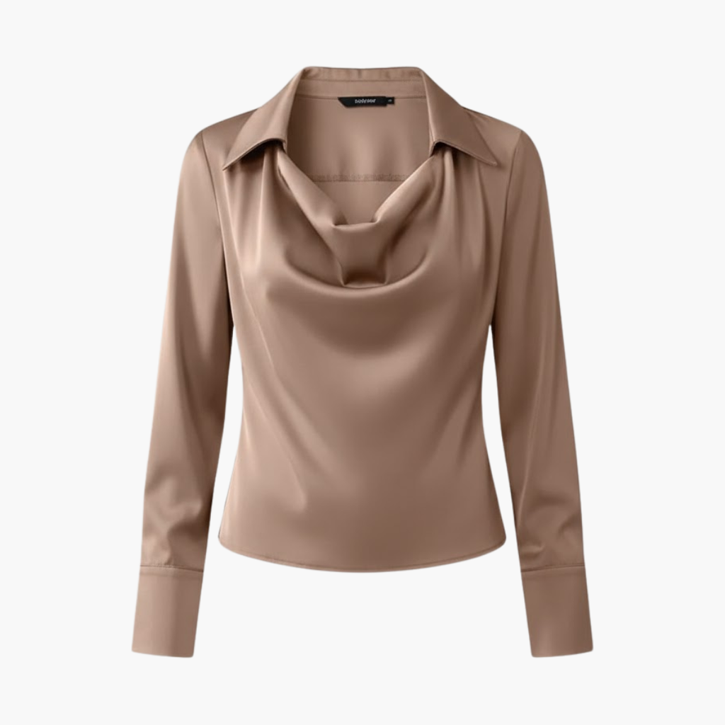 Women's Long Sleeve Cowl Neck Blouse – Soft Elegant Everyday Style