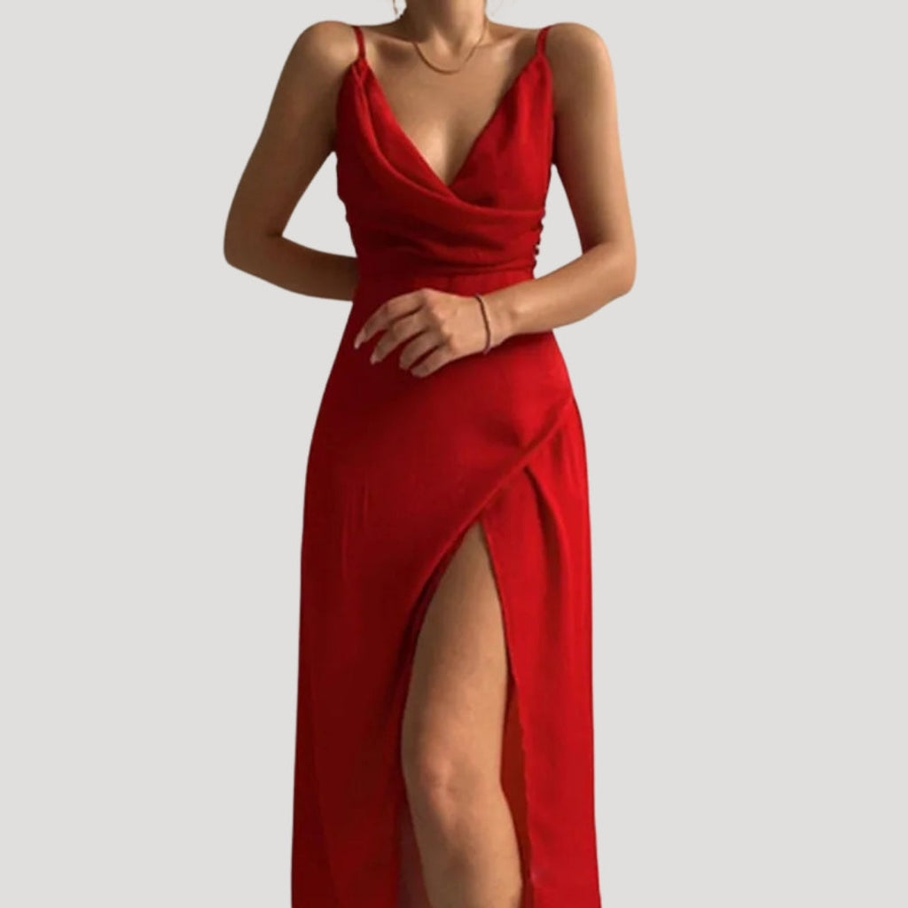 Women's Wedding Guest Slit Maxi Dress – Elegant Evening Occasion Style