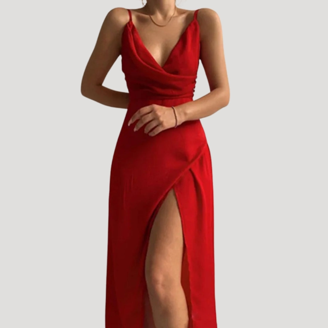 Women's Wedding Guest Slit Maxi Dress – Elegant Evening Occasion Style