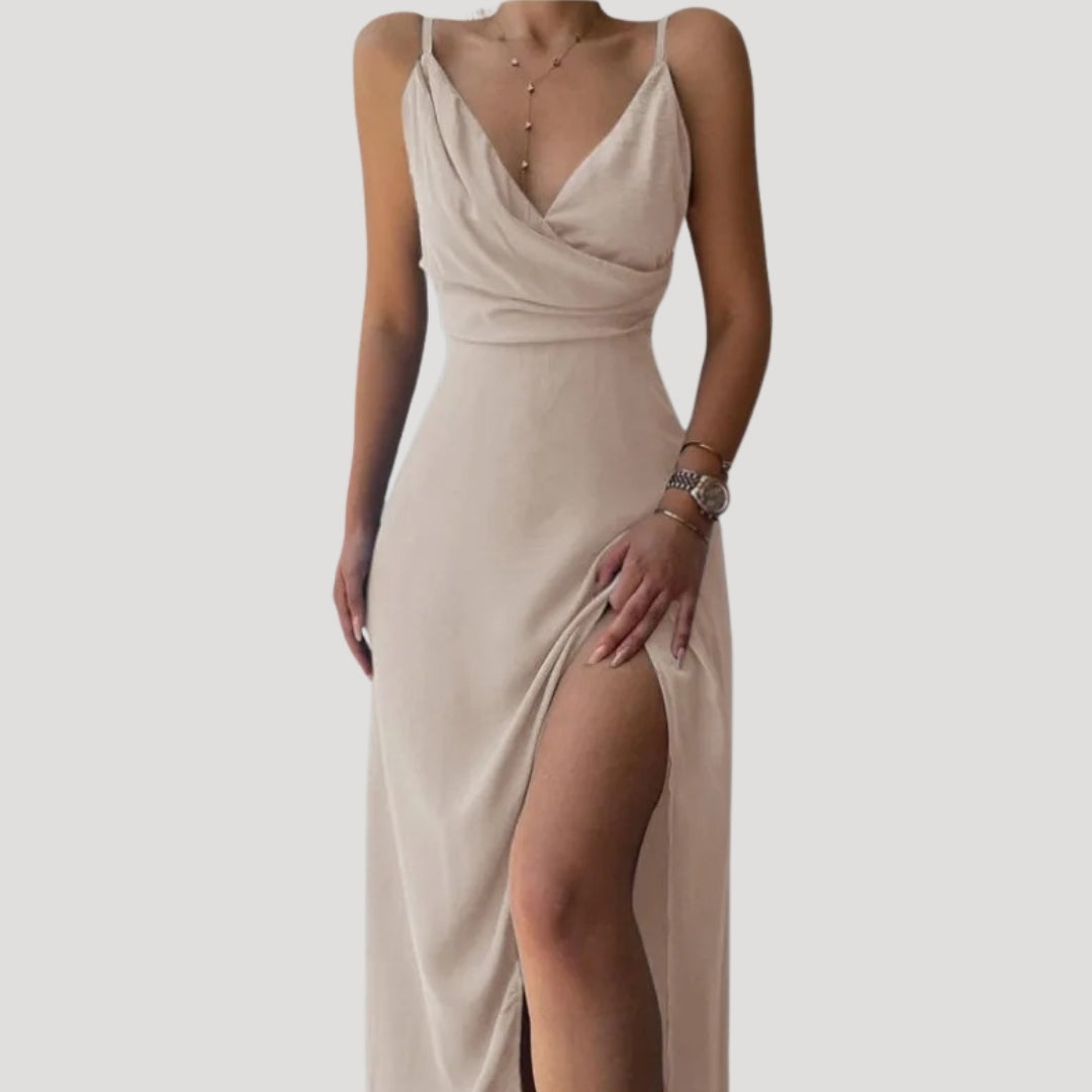 Women's Wedding Guest Slit Maxi Dress – Elegant Evening Occasion Style