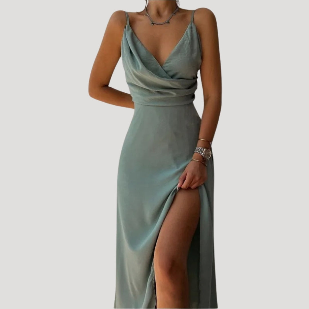 Women's Wedding Guest Slit Maxi Dress – Elegant Evening Occasion Style