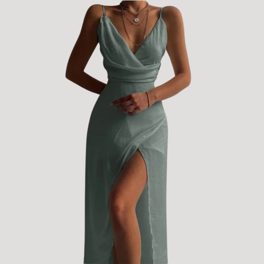 Women's Wedding Guest Slit Maxi Dress – Elegant Evening Occasion Style