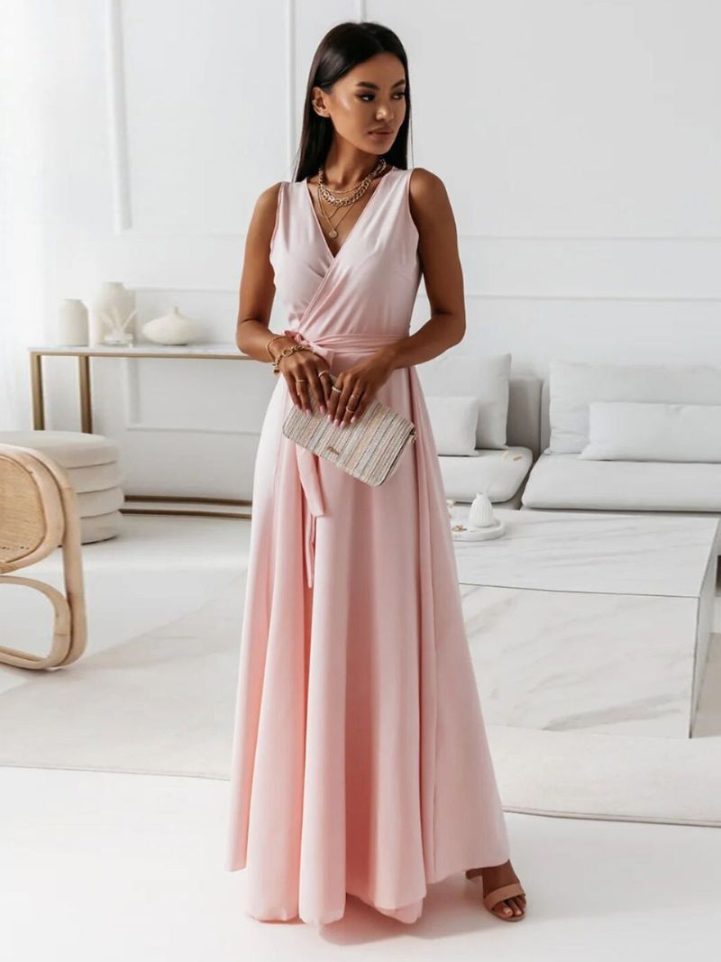 Women's Enchanting V-Neck Maxi Dress – Flowy Elegant Style