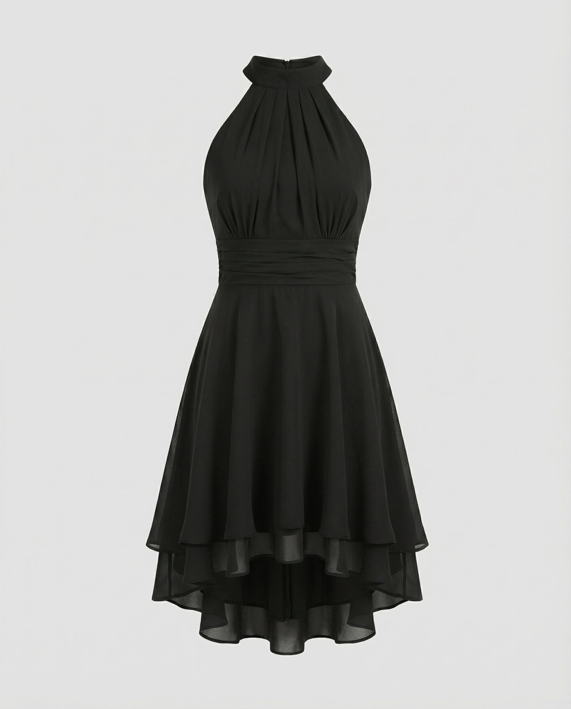 Women's Pleated Chiffon Cocktail Dress – Sleeveless Mini Elegant