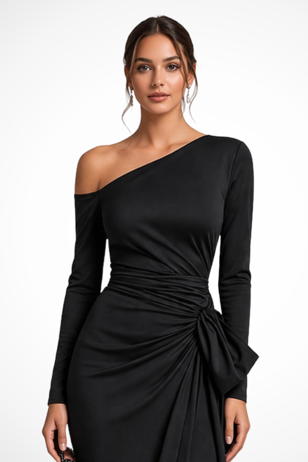 Women's One-Shoulder Satin Maxi Dress – Wedding Guest Evening Style