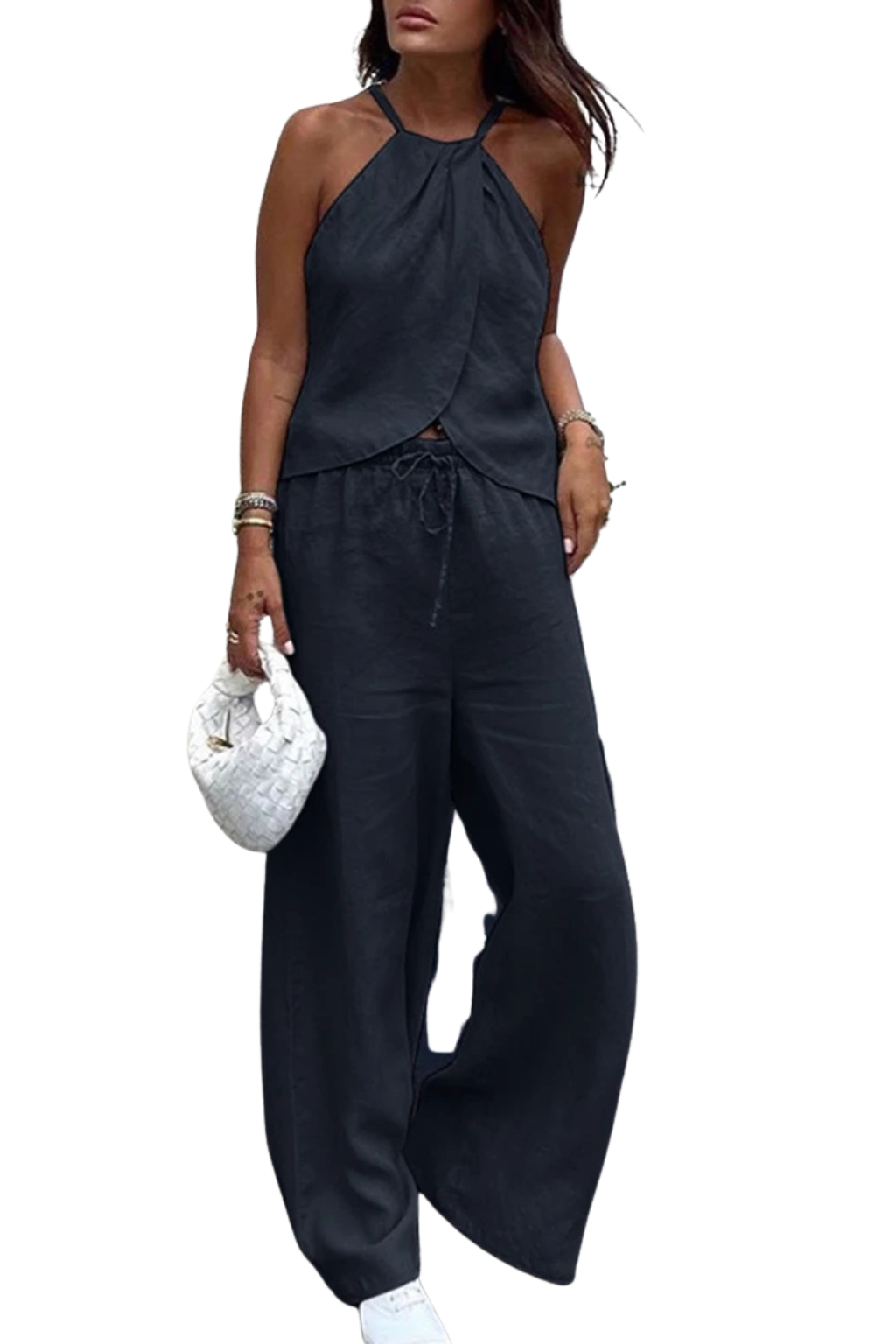 Women's Halter Top and Wide Leg Trousers Set – Summer Style