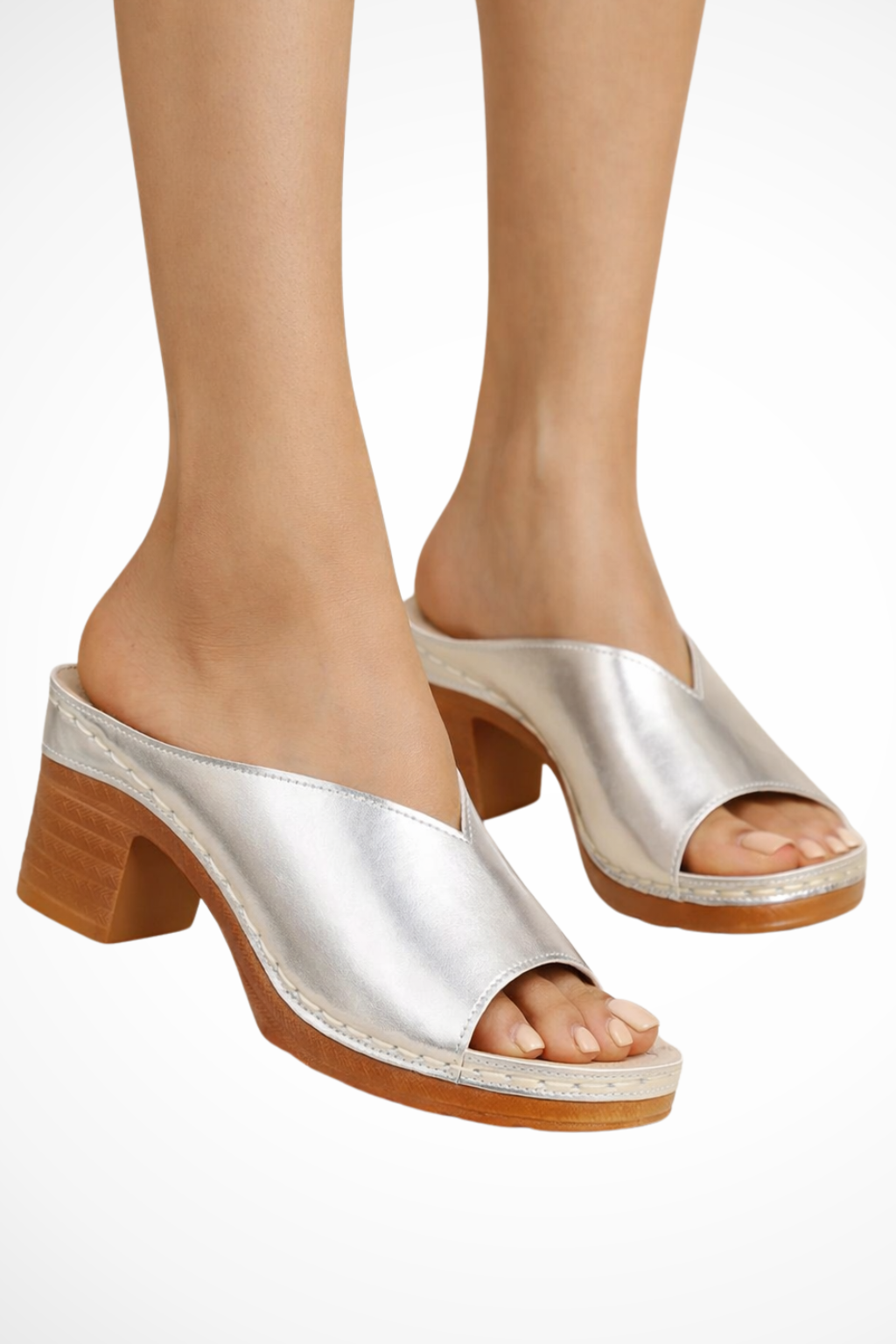 Women's Open Toe Block Heel Mules – Slip-On Elegant Style