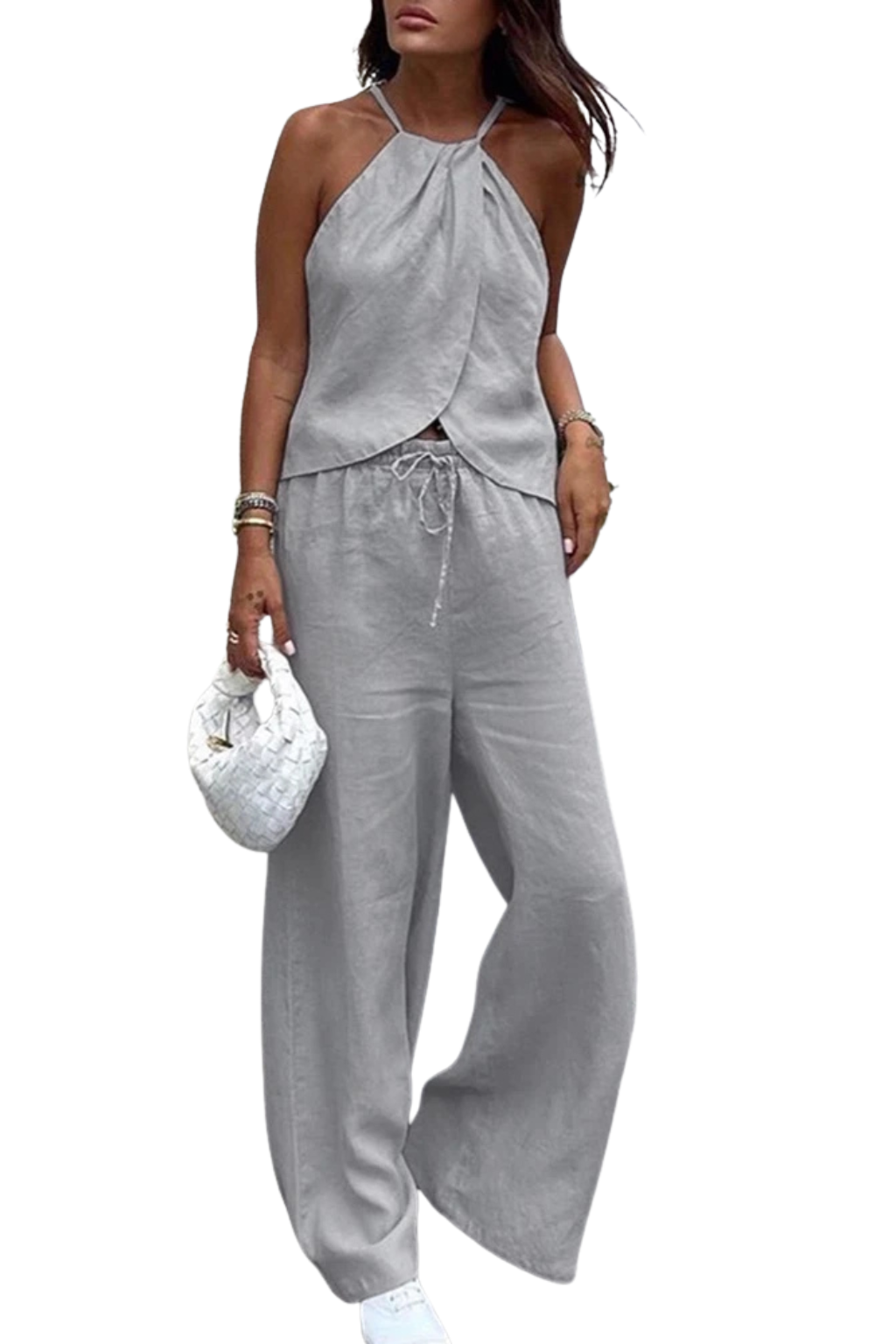 Women's Halter Top and Wide Leg Trousers Set – Summer Style