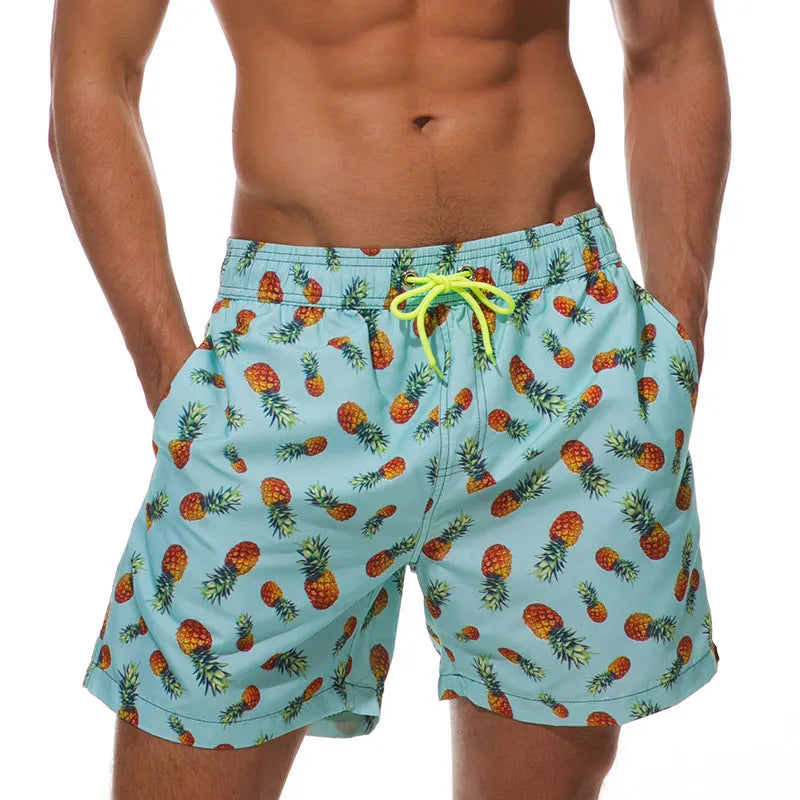 Men's Printed Swim Shorts - Quick-Dry Beach Trunks