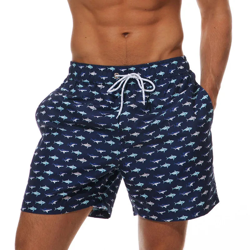 Men's Printed Swim Shorts - Quick-Dry Beach Trunks