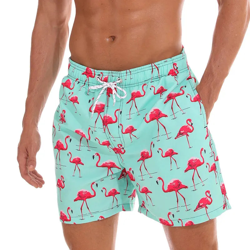 Men's Printed Swim Shorts - Quick-Dry Beach Trunks