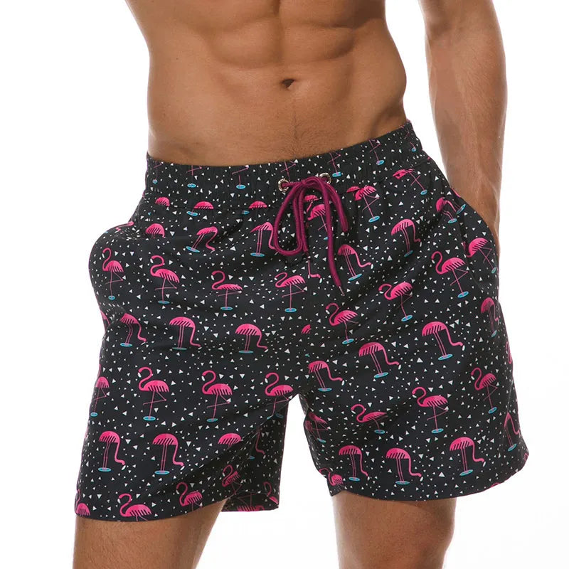 Men's Printed Swim Shorts - Quick-Dry Beach Trunks