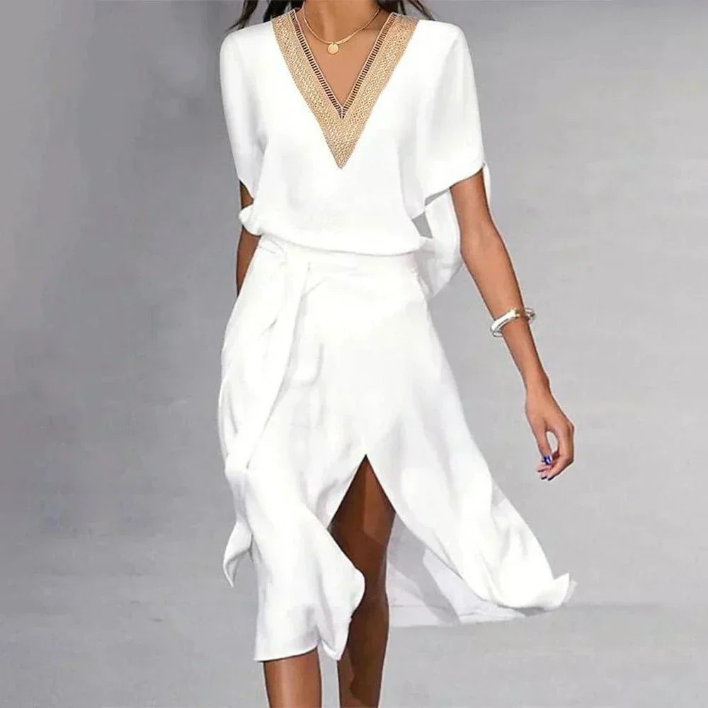 Women's V-Neck Dress – Flattering Cut in Durable Fabric