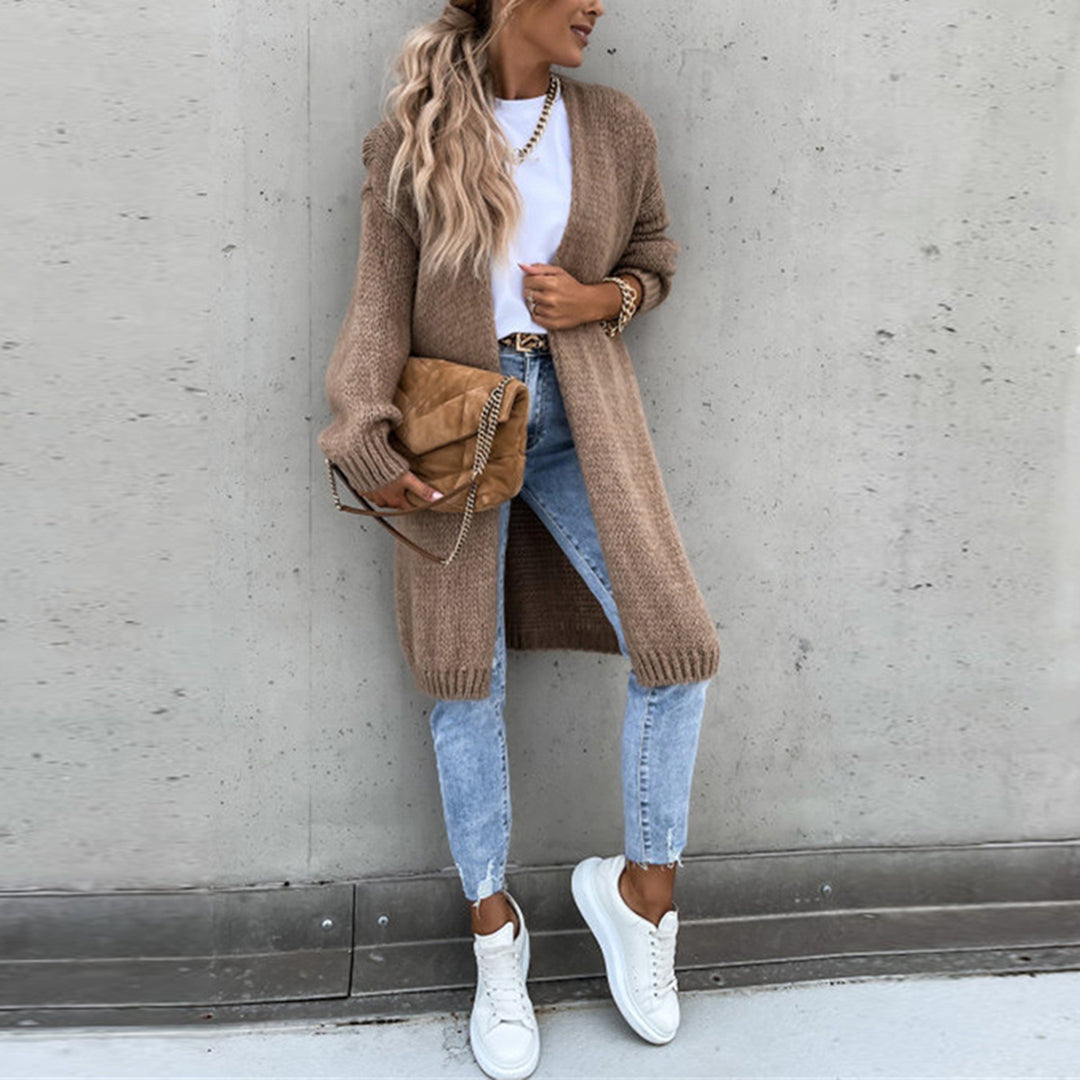 Women's Long Open Front Cardigan – Relaxed Layering Style