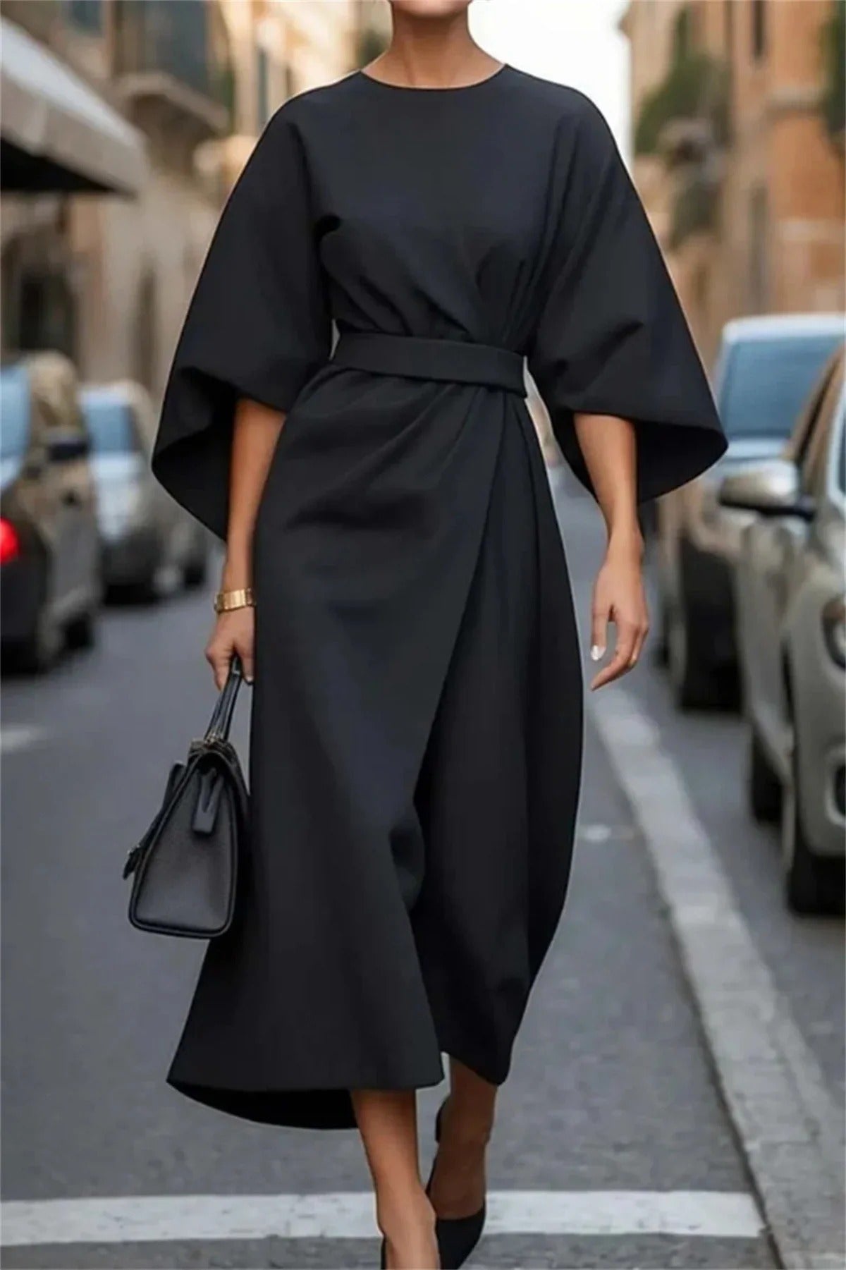 Women's Bold Allure Draped Waist Maxi Dress