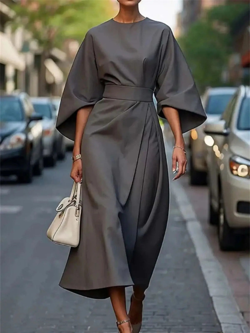 Women's Bold Allure Draped Waist Maxi Dress