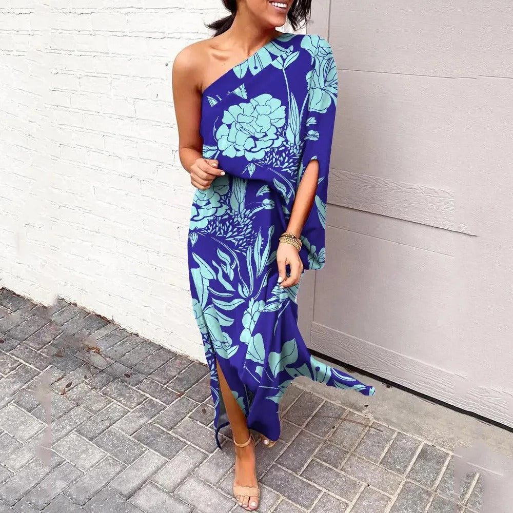 Women's Bold Bloom One-Shoulder Maxi Dress