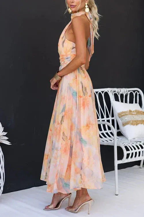 Women's Daydream Whirl Halter Pleated Midi Dress