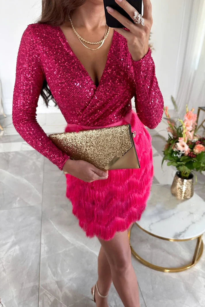 Women's Electric Desire Sequin Fringe Mini Dress