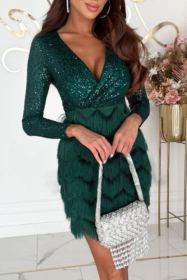 Women's Electric Desire Sequin Fringe Mini Dress