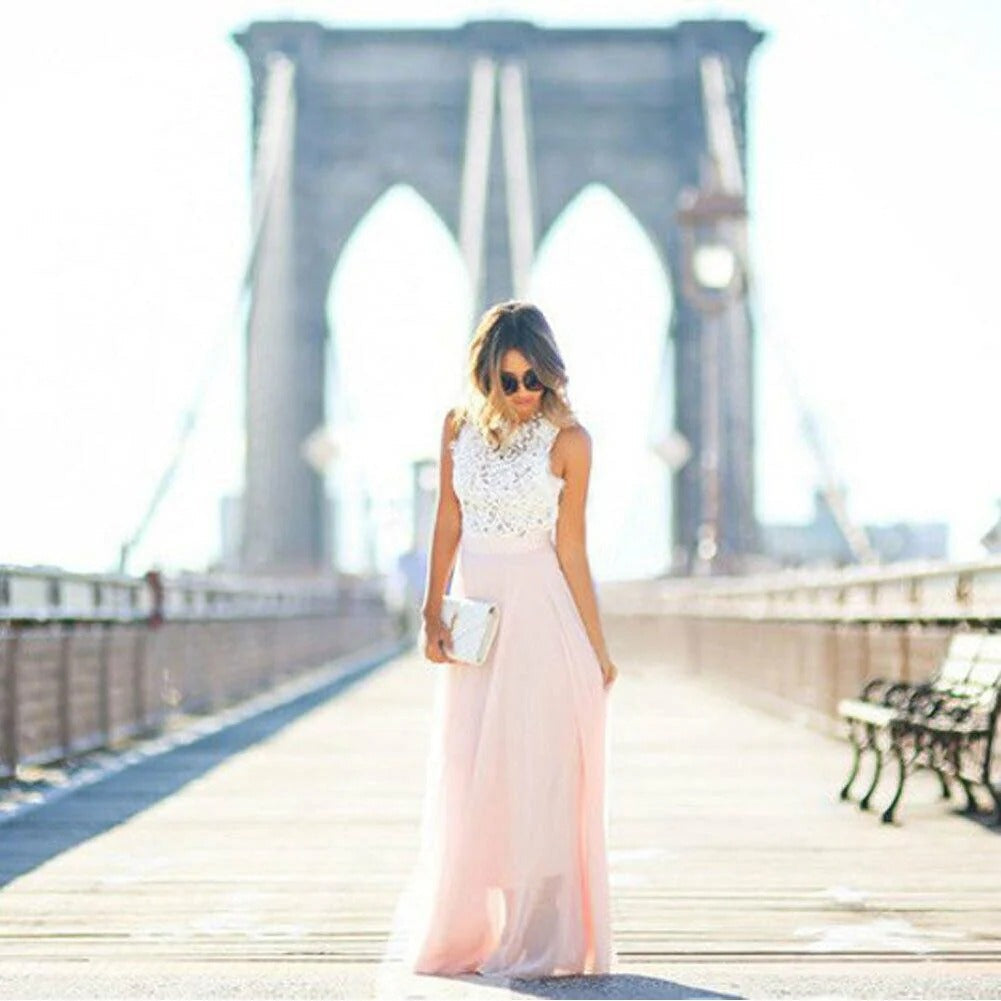 Women's Elegant Dream Lace Bodice Maxi Dress