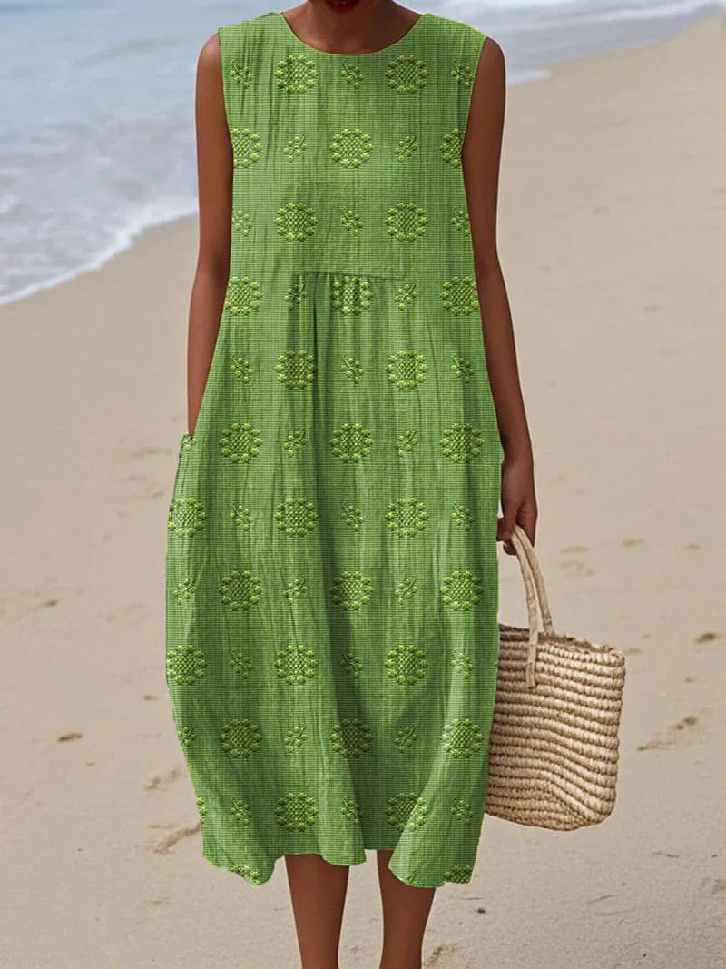 Women's Seaside Bloom Embroidered Midi Dress
