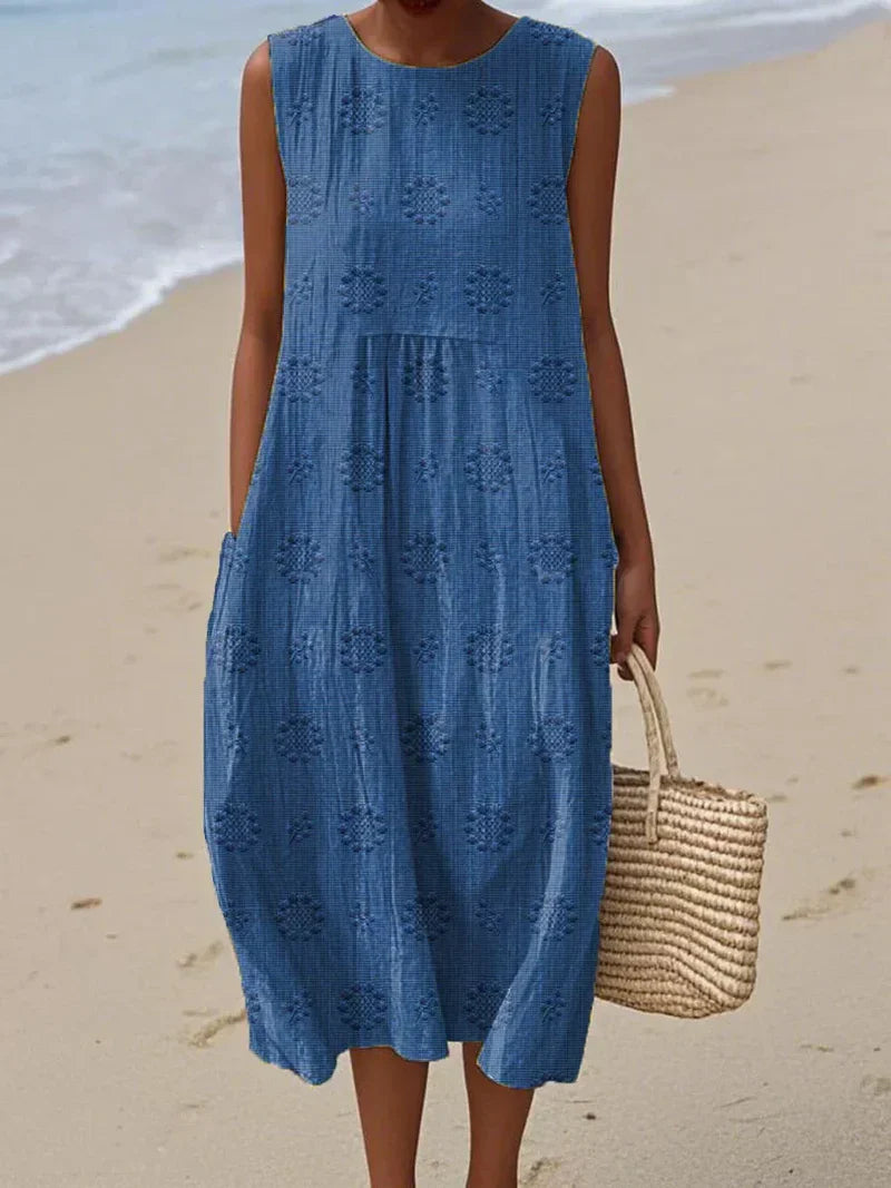 Women's Seaside Bloom Embroidered Midi Dress