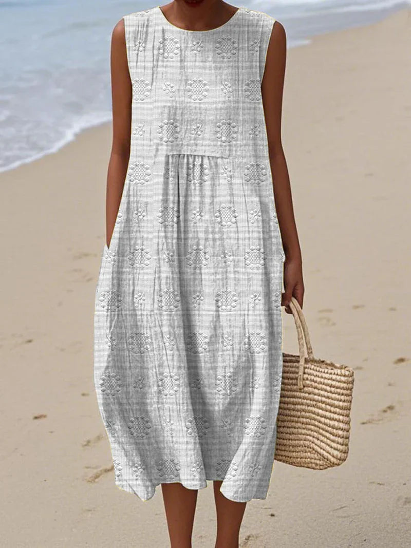 Women's Seaside Bloom Embroidered Midi Dress