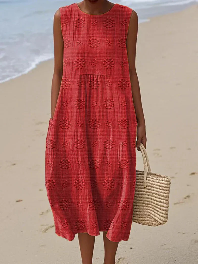 Women's Seaside Bloom Embroidered Midi Dress
