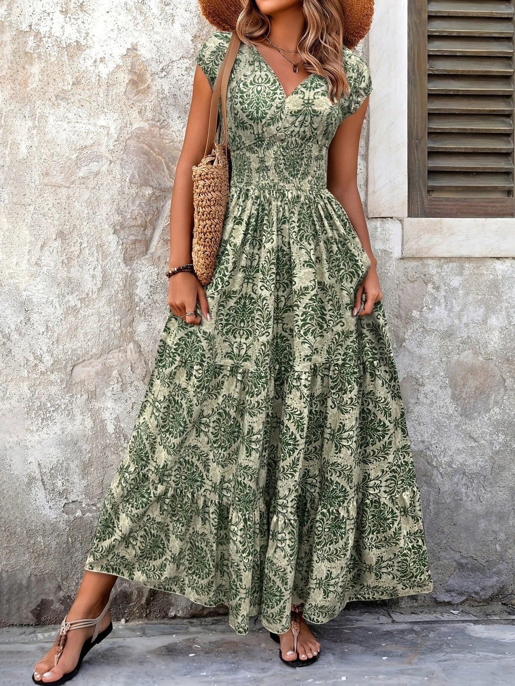 Women's Secret Garden Ruched Maxi Dress