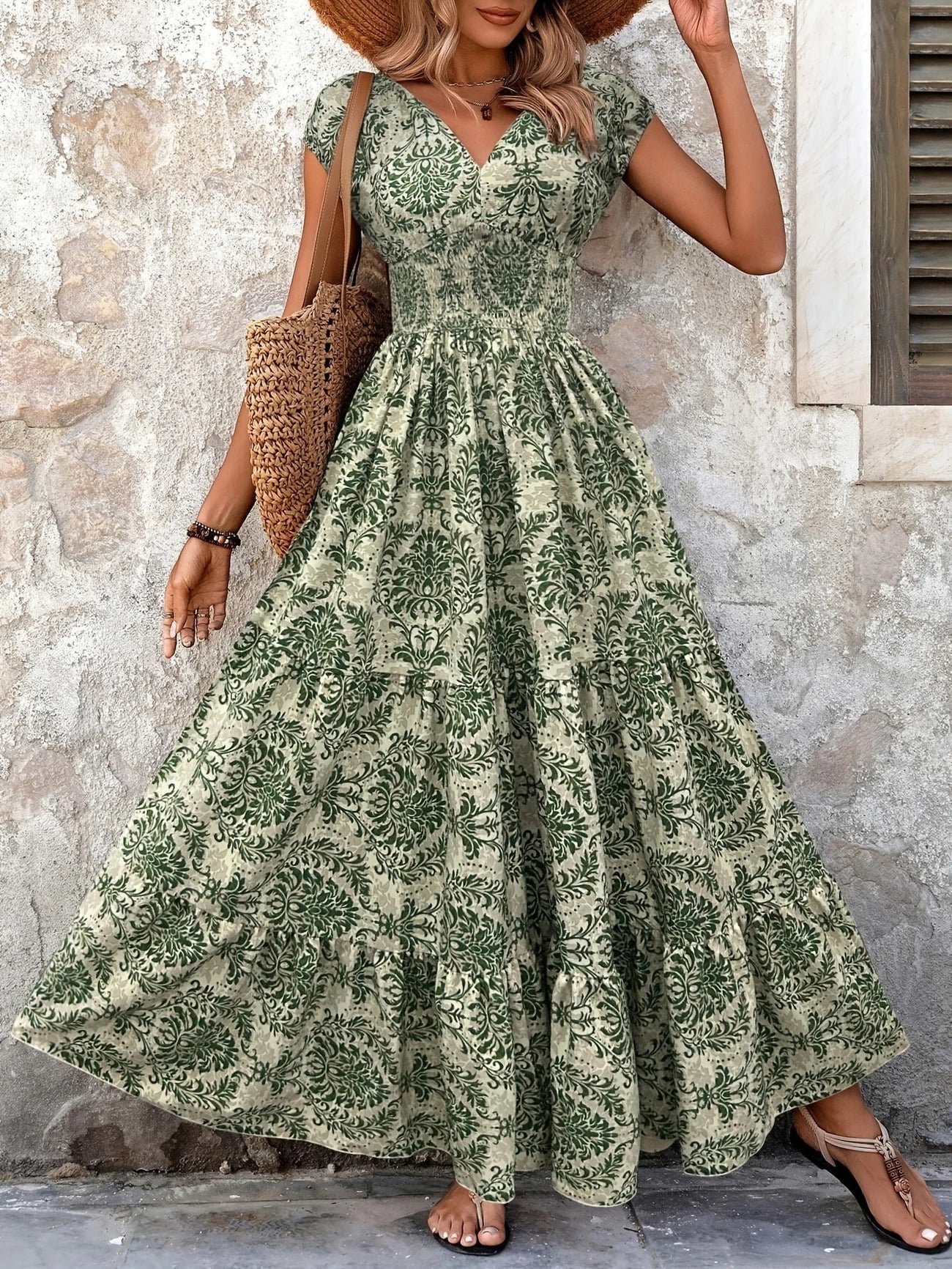 Women's Secret Garden Ruched Maxi Dress