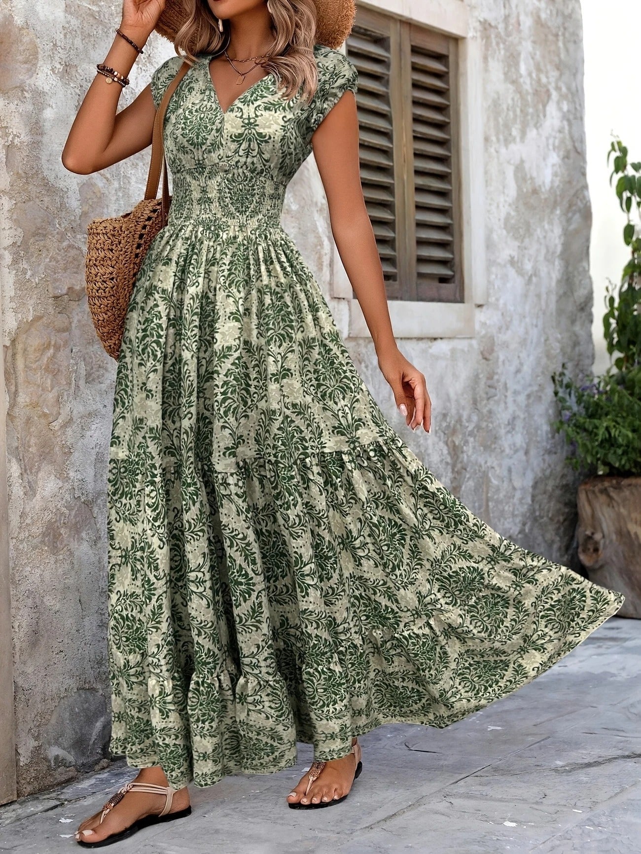 Women's Secret Garden Ruched Maxi Dress