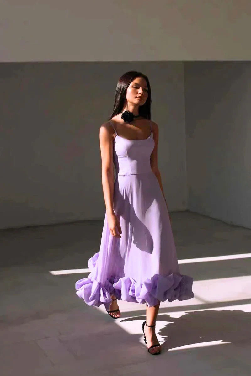 Women's Serene Bloom Petal-Twist Midi Dress