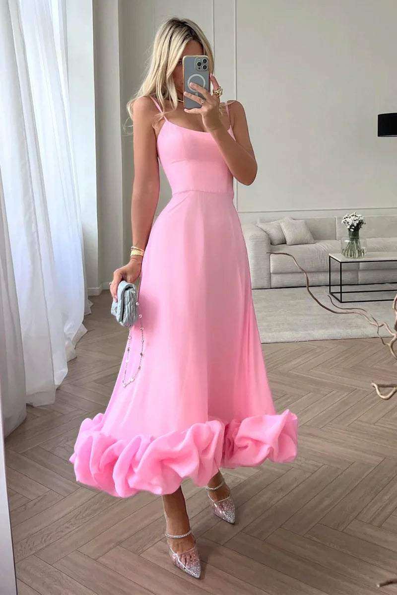 Women's Serene Bloom Petal-Twist Midi Dress