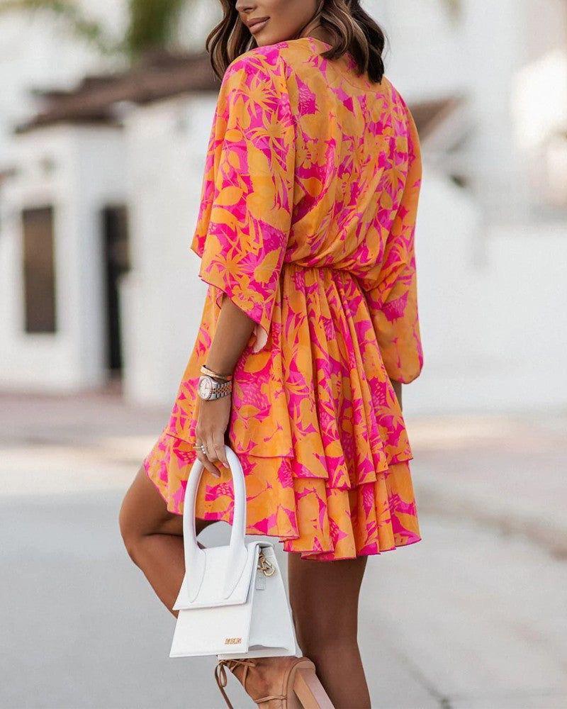 Women's Sunlit Whimsy Twist-Front Mini Dress