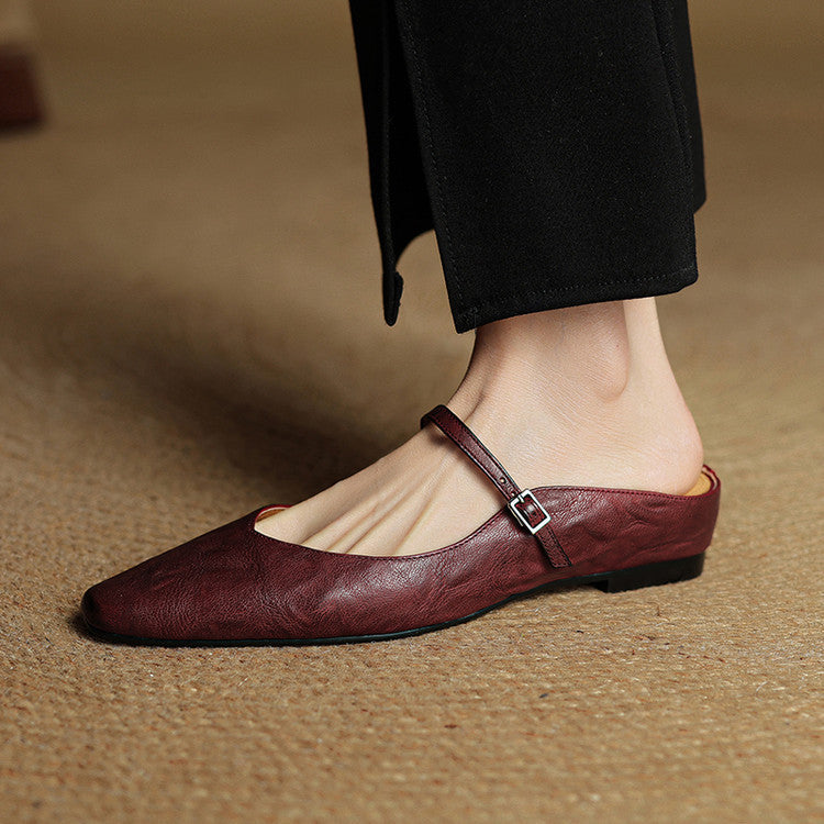 Women's Genuine Leather Slip-On Mules – Chic Everyday Comfort