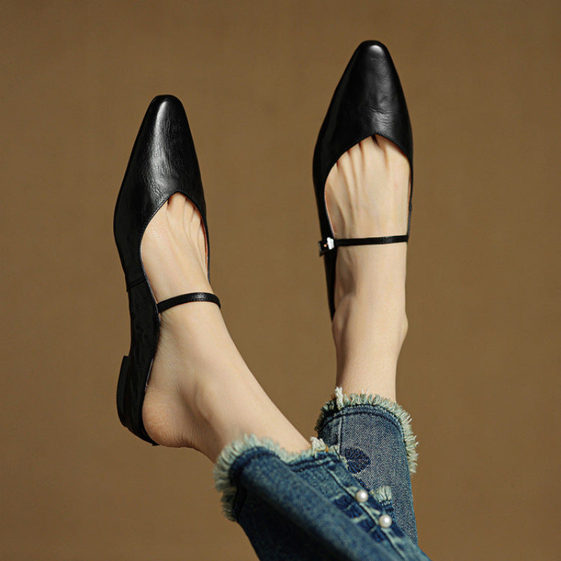 Women's Genuine Leather Slip-On Mules – Chic Everyday Comfort