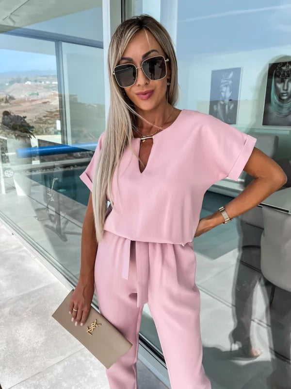 Women's Short Sleeve Jumpsuit – Chic Summer Occasion Style
