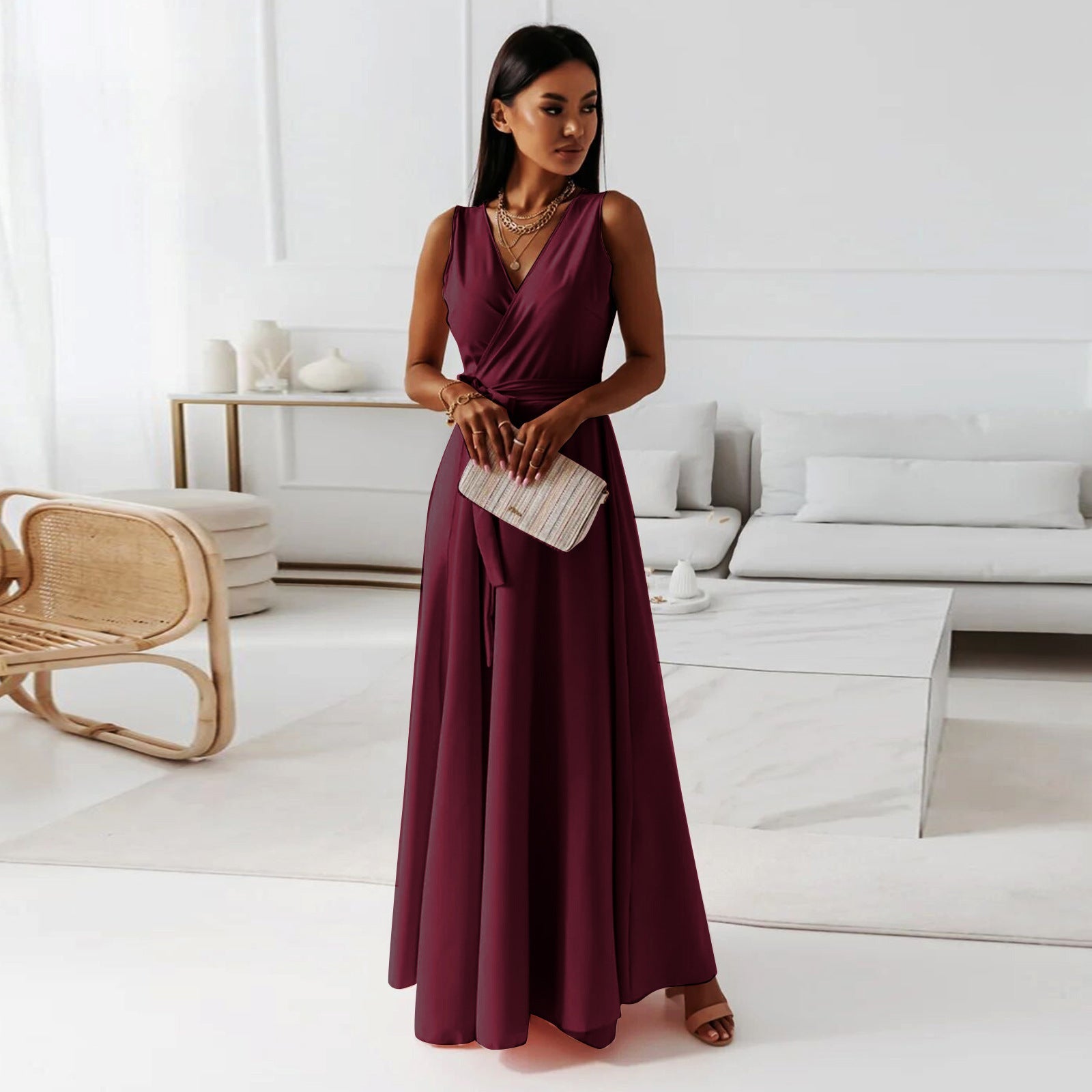 Women's Wedding Guest Wrap Maxi Dress – Flattering Elegant Occasion Style