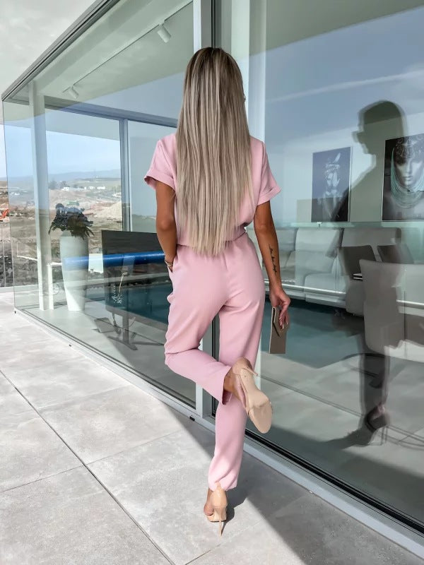 Women's Short Sleeve Jumpsuit – Chic Summer Occasion Style