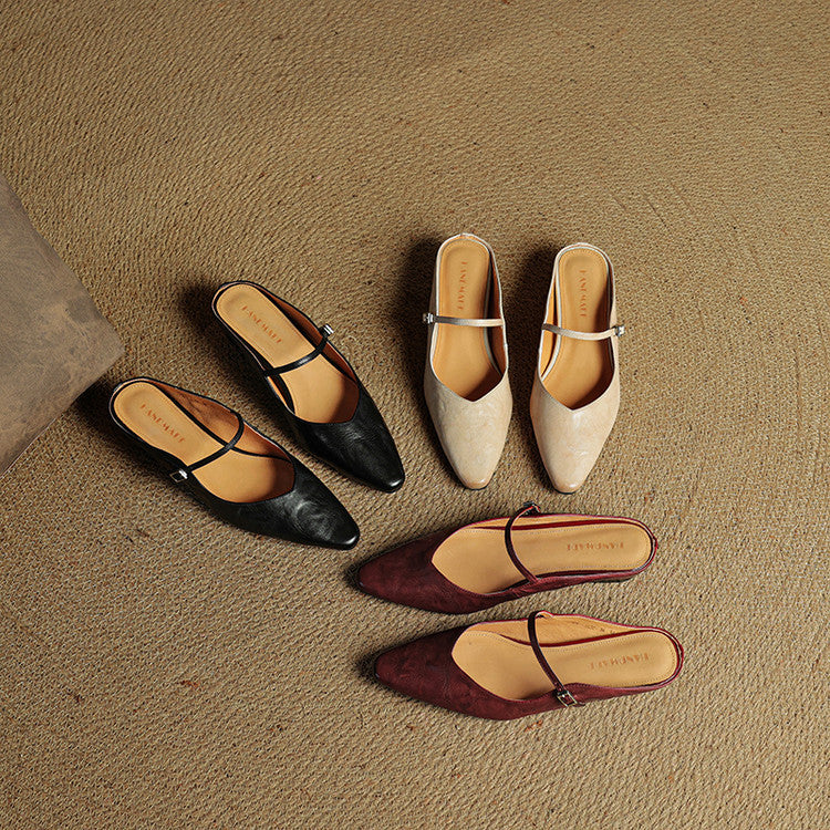 Women's Genuine Leather Slip-On Mules – Chic Everyday Comfort