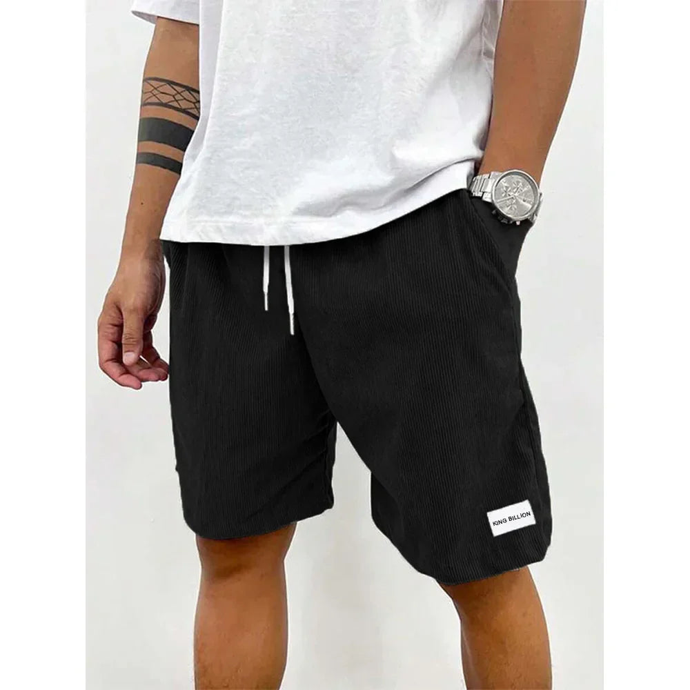 Men's Ribbed Drawstring Shorts - Casual Summer Lounge Shorts
