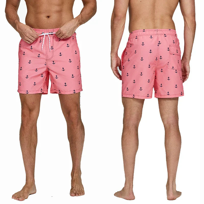 Men's Printed Swim Shorts - Quick-Dry Beach Trunks