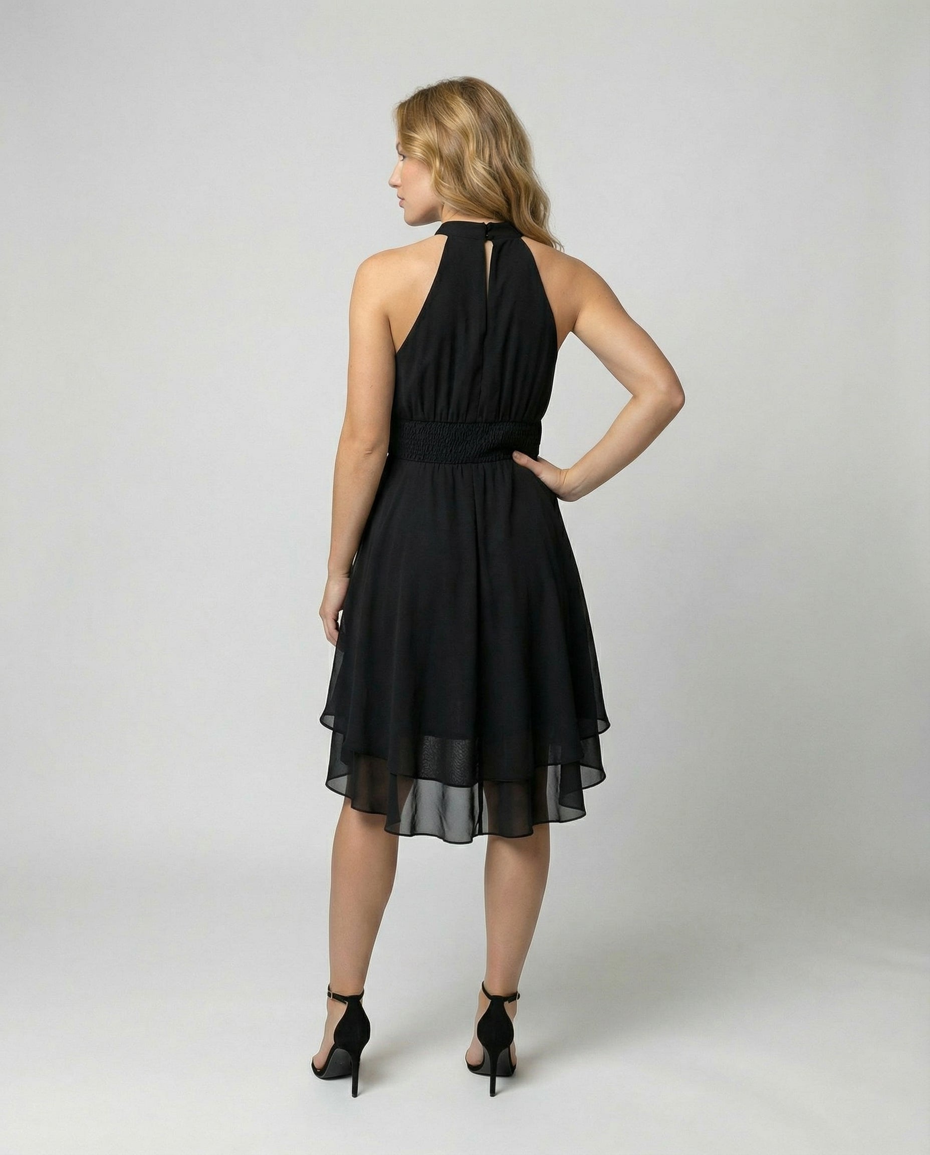 Women's Pleated Chiffon Cocktail Dress – Sleeveless Mini Elegant