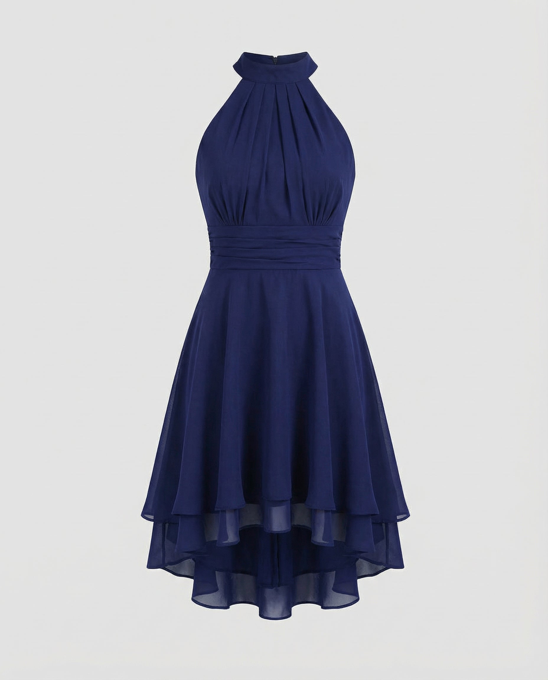 Women's Pleated Chiffon Cocktail Dress – Sleeveless Mini Elegant