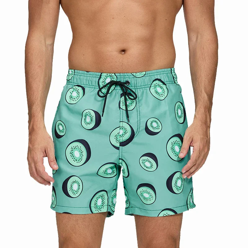 Men's Printed Swim Shorts - Quick-Dry Beach Trunks