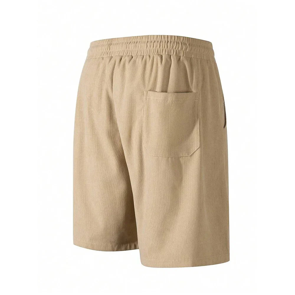 Men's Ribbed Drawstring Shorts - Casual Summer Lounge Shorts
