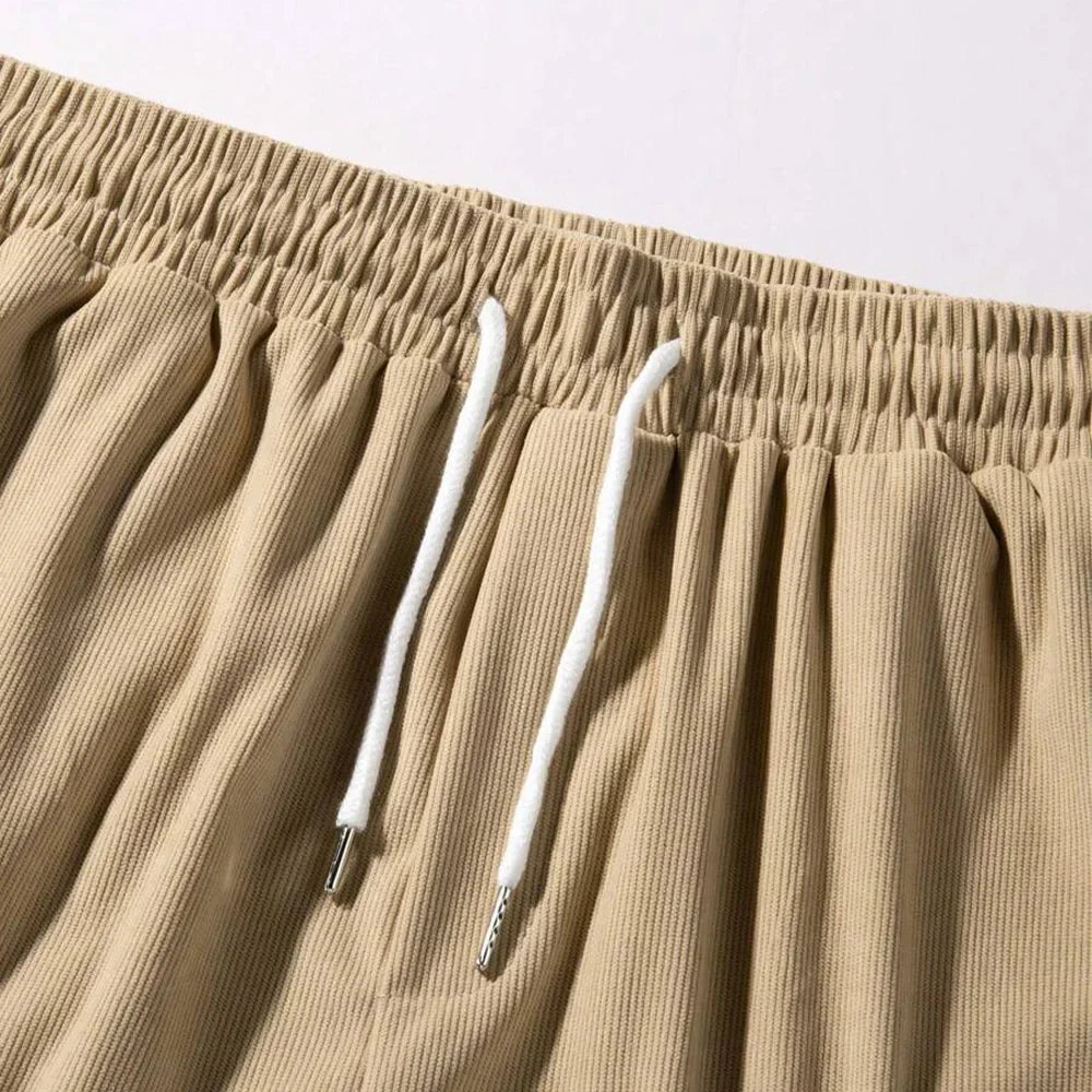 Men's Ribbed Drawstring Shorts - Casual Summer Lounge Shorts
