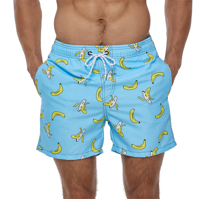 Men's Printed Swim Shorts - Quick-Dry Beach Trunks