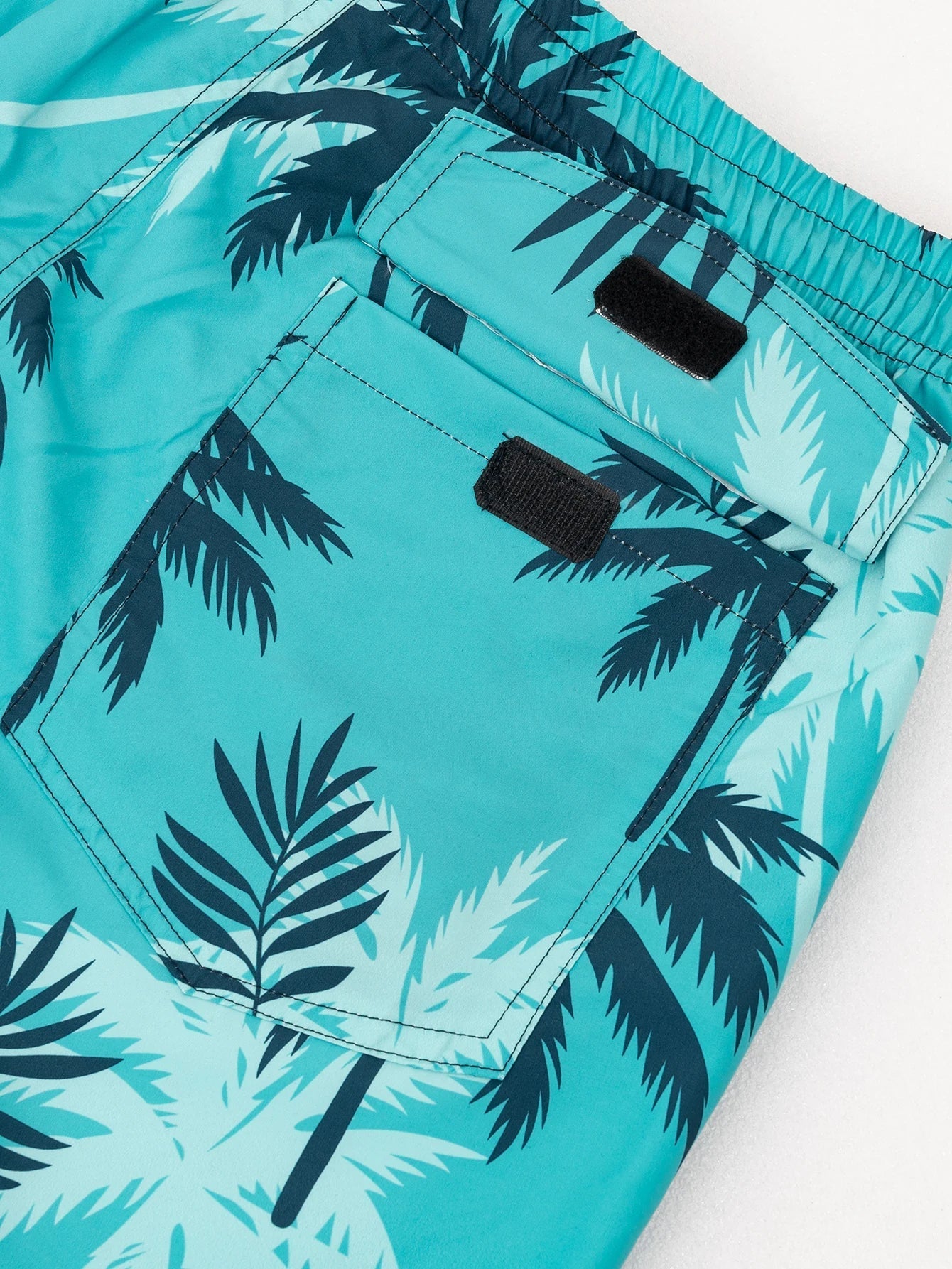 Men's Palm Print Swim Shorts - Tropical Quick-Dry Beach Shorts